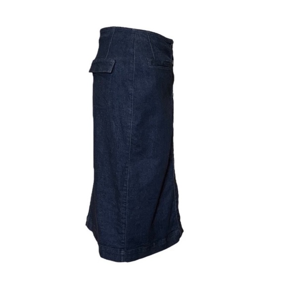 Jaeger Dark Wash Denim Button Front Midi Skirt UK 8 US Size 6 High Waist - Picture 4 of 8